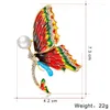 Brooches Zlxgirl Jewelry Colorful Enamel Imitation Pearl Butterfly For Women Wedding Bridal Pin Brooch Insect Hats Joias