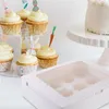 Bottiglie di stoccaggio Scatole per cupcake da 4 pezzi con finestra 12 inserti Conteggio Imballaggio portatile