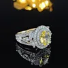 Kobiety luksusowy projektant Pierścień elipsa owalny inkrustowany żółty pełny 3a Moissanite Diamond Pierścienie biżuteria PT950 Prezent Girlfriend Prezenty zaręczynowe 1905