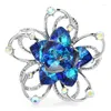 Broches Wulibaby fleur de cristal brillant pour femmes unisexe 2 couleurs jolies plantes fête bureau broche broche cadeaux