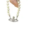 VivianeネックレスデザイナーViviennes Westwoods Light Luxury Ins Style Saturn Full Diamond Pearl Bracelet小さなクラシックパーソナリティ調整可能