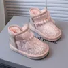 New winter children's snow boots and velvet boots girls Pearl sequins warm boots