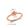 Clusterringe SINLEERY Charm Niedliche kleine rosa Blume für Frauen Roségold Silber Farbe Inlay Winziger Kristall Hochzeitsschmuck