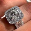 Choucong Einzigartige Marke Eheringe Luxusschmuck 925 Sterling Silber Füllung Rundschliff Weißer Topas CZ Diamant Edelsteine Ewigkeit Wo2603