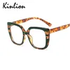 Kinlion Retro Women Glasses Frame Square Big Frame Eyeglasses for Men Transparent Spring Legs Reading Prescription Glasses211G