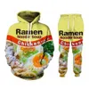 Nouveaux hommes femmes Ramen nouilles soupe saveur de poulet drôle impression 3D mode survêtements Hip Hop pantalons à capuche T05290s