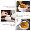Dinnerware Sets Condiment Containers Pumpkin Soup Cup Noodle Bowl Lid Cover Porcelain Ceramic White