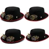 Berets punk flat top hat szeroko grzbietowy fedor fedoras dla dorosłych cosplay cosplay rekwizyty