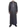 Abbigliamento etnico Abaya per uomo Islam Galabia Mussola Thobe Kameez Caftano Colletto in piedi Stampa Abito lungo musulmano allentato nazionale da uomo arabo