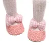 Första vandrare Baby Girls Cute Moccasins Plaid Bowknot Soft Sole Coral Fleece Flats Shoes Non-Slip Fall Winter Princess