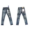 2024 Jeans de créateur violet pantalon denim pantalon noir broderie de qualité haut de gamme Ripped for Trend Brand Vintage Pant Mens Fold Slim Skinny Fashion GK668