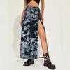 Gonne 2023 Scuro Tie Dye Gotico Dalla Fasciatura Delle Donne Midi Grunge Y2k Vintage A Vita Alta Gonna Lunga Split Sexy A-Line Moda streetwear