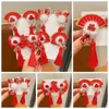 Akcesoria do włosów pluszowe dzieci czerwone łuk spinki do włosów wentylator fan fan fan chiński rok na nakrycie głowy dzieci starożytny styl dziewczęta