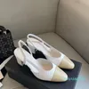 KLASSKAPITAL LÄDER LÄDER LÄDER Kattunge klackar Slingback Sandaler Pumpar 6,5 cm chunky klackar klädskor Kvinnors lyxdesigners Sandaler Womens Wedding Shoes