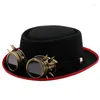 Berets punk flat top hat szeroko grzbietowy fedor fedoras dla dorosłych cosplay cosplay rekwizyty