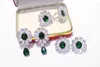 Kolczyki Dangle Luksus 925 Sterling Silver Ruby Green Sapphire Kamień Kwiat Uch Fine Jewelry For Women Anniversary Gift