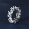 Cluster Ringe Luxus Weibliche Geometrische Pferd Auge Runde Für Frauen Hochzeit Bands Silber Farbe Versprechen Verlobungsring Dekoration Großhandel