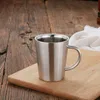 Rostfritt stål kaffekoppar Dubbelskikt Anti Scald Mugs med handtag Portable Mug Eco Friendly Drinking Cup Water Bottle