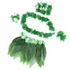 Fiori decorativi 5 pezzi Abiti hawaiani Gonna in stoffa con foglie per bambini Collana con fiori Hula Festa tropicale Uomo Donna