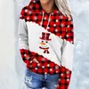 Sweats à capuche pour femmes 2023 Cross Border Automne Noël Bonhomme de neige Impression numérique Pull ample Pull à capuche d'Europe et d'Amérique