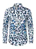 Men's Casual Shirts Retro Disco Shirt Leopard Print Long Sleeve Lapel Button Down Slim Tops Fall Daily T-Shirts