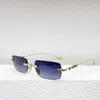 Sunglasses Chrome Rimless Rectangular Small Brand Designer Top Quality Metal Frame Pilis Sun Glasses Women Men 179HTY7