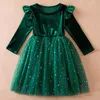 Girl Dresses Long Sleeve Baby Girls For Autumn Winter 3 To 8 Yrs Ruffles Sequin Red Christmas Year Party Kids Princess Dress