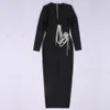 1027 2023 Runway Dress Autumn Dress V Neck Black Long Sleeve Brand Same Style Empire Womens Dress Fashion High Quality sili