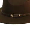 Bérets Lucky ylianji rétro café cuir bande femmes hommes vintage laine feutre large bord casquette Fedora Panama Jazz Bowler chapeau (54/57/61 cm