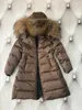 Manteau en duvet pour filles, moyen et grand, mignon, à la mode, épais et chaud, à capuche, longue veste de canard blanc