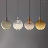 Pendant Lamps European Colored Amber Glass Bedside Small Chandelier Nordic Restaurant El Homestay Light Bar Decoration Ligh