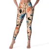 Actieve broek rode bloemenprint legging abstracte bloemen hoge taille yoga grappige sneldrogende legging dames aangepaste training sport