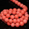 Grânulos de pedra natural real vermelho coral suave redondo solto grânulo encantos acessórios para fazer jóias colar pulseira presente