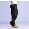 Taglie forti Pantaloni cargo mimetici primavera autunno Pantaloni larghi casual dritti da uomo Pantaloni Vita elastica Baggy Cotone Colore puro Moda Vita alta Fondo allentato