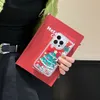Christmas Cartoon New Year Present Liquid Glitter Quicksand Case For iPhone 15 14 11 12 Pro 13 Pro Max Clear Chocktproof Cover