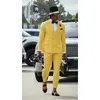 Men's Suits Fashion Yellow Men Terno Double Breasted Peaked Lapel Regular Outfits Formal Party 2 Piece Jacket Pants Slim Fit Hombres