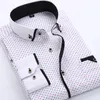 Men's Casual Shirts Quality Big Size 5XL Men Dress Shirt Arrival Long Sleeve Slim Fit Button Down Collar Printed Business Social