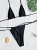 Kvinnors badkläder Låg midja baddräkt Bikini för kvinnor Mage Control Bottoms Push Up Crop Top 3 Piece Set Bathing Set Set