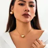 Ailodo – ensemble collier et boucles d'oreilles Punk, grande boule en plastique, pendentif, bijoux pour femmes, minimaliste, fête de mariage, cadeau pour filles