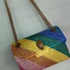 Kurt Geiger Bag Crystal Mini Rainbow Kensington Love Heart Shoulder Bags Chain Handbag Women