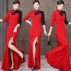 Casual jurken Cheongsam lang retro temperament gastheerjurk vrouwelijk high-end podium catwalk winter aangepast