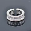 Anéis de cluster Leeker moda coreana flor borboleta anel redondo para mulheres cor prata zircônia cúbica acessórios de casamento jóias lk6