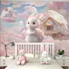 Fonds d'écran personnalisé fantaisie rose ciel Po papier peint pour chambre d'enfants fond Mural papier peint décorations pour la maison autocollants 3D