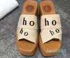 New Ladies Slippers Summer Outer Wear Thick Sole Letter Print Cross Webbing Wedge Canvas Sandals Roman Style Fashion Classic Women's Shoes