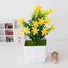 装飾的な花18cmトランペットグラス人工植物ボンサイプラスチックポット偽の花ポットホームルームテーブルガーデンエルデコレーションウェディング