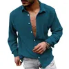 Мужские повседневные рубашки 2023, весенний кардиган с воротником на пуговицах, топы, уличная одежда, шикарная футболка, футболки, модная одежда, однотонная с длинным рукавом, социальная
