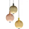 Pendant Lamps European Colored Amber Glass Bedside Small Chandelier Nordic Restaurant El Homestay Light Bar Decoration Ligh