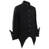 Men's Dress Shirts Men Audlt Renaissance Black Slim Costume Business Single Breasted Turn-down Collar Shirt Cosplay Pirate Vampire Top