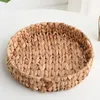 Dinnerware Sets Crafts Woven Fruit Basket Office Round Tray Snack Serving Water Hyacinth Toy Organizer