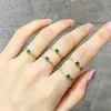 Klusterringar geometri grön zirkon Dainty för tonåringar koreanska mode guldfärg kvinnor smycken tunna ringgåvor kpop tillbehör kcr021